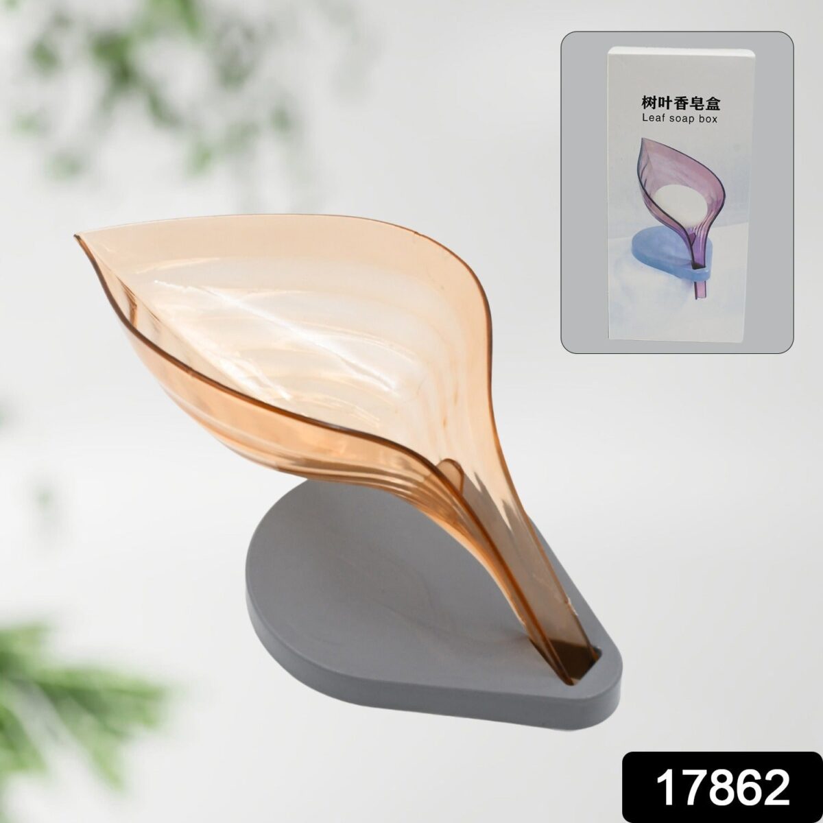 PlasticÃ‚Â Leaf Shape Soap Box, Soap Holder (1 Pc / With Color Box) - Image 2