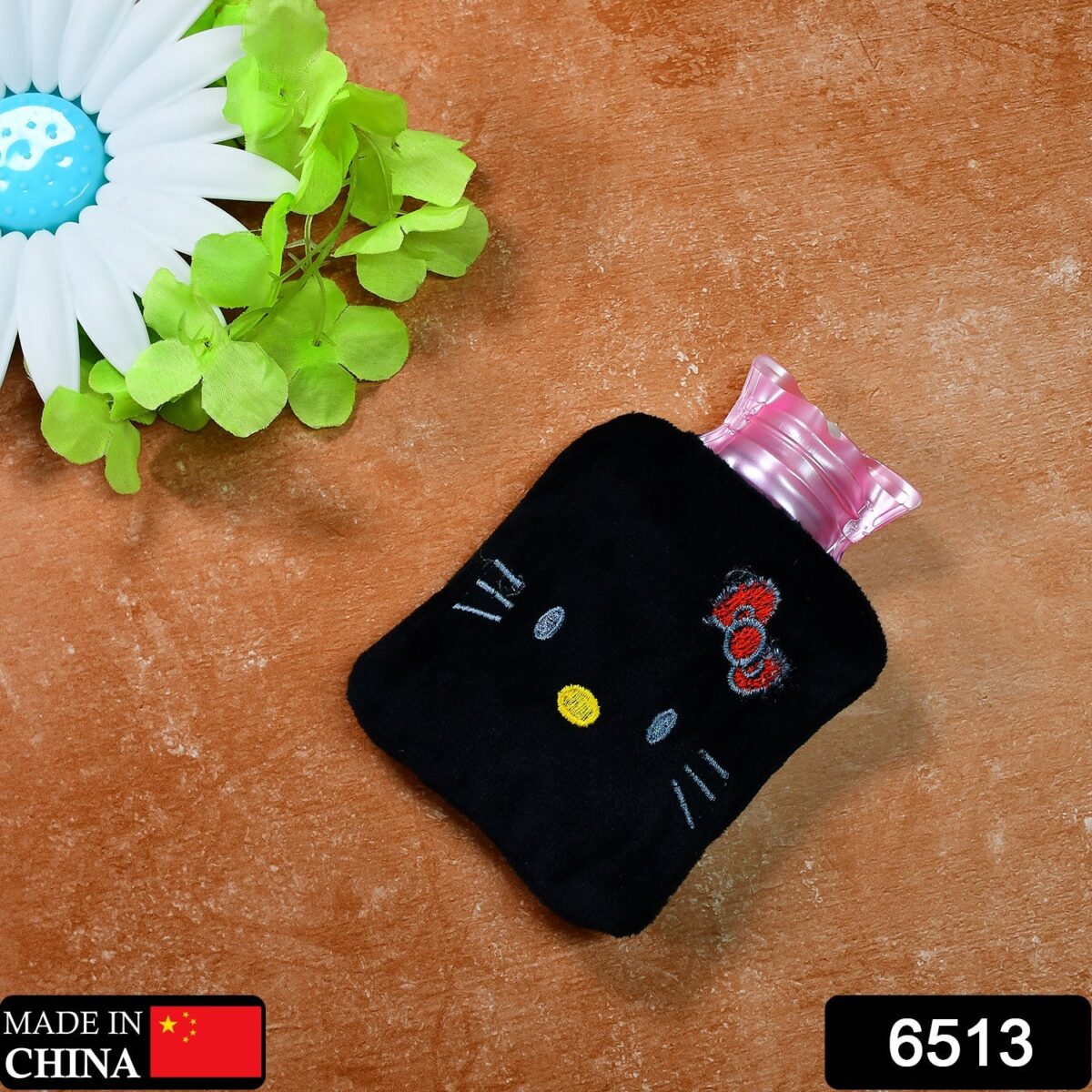 Black Hello Kitty Small Hot Water Bag with Cover Ã¢â‚¬â€œ Pain Relief & Warmer - Image 2