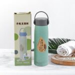 Creative Wheat Glass Water Bottle with Phone Holder (380ml, 80 Pc MOQ) - Image 3