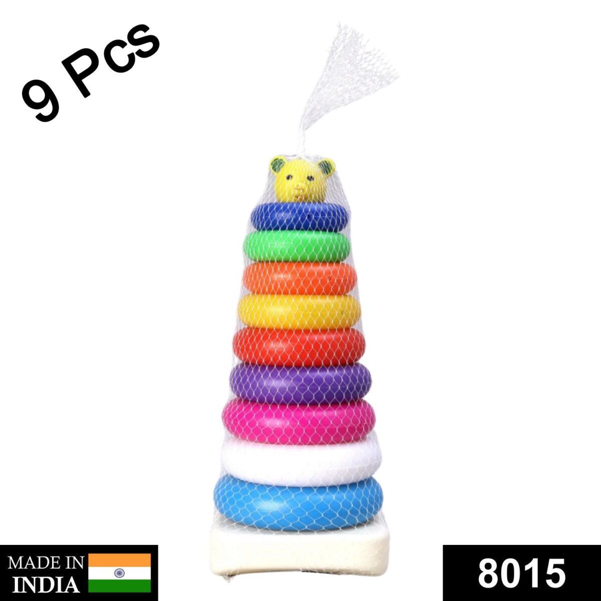 Plastic Baby Kids Teddy Stacking Ring Jumbo Stack Up Educational Toy 9pc - Image 2
