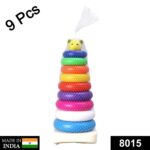 Plastic Baby Kids Teddy Stacking Ring Jumbo Stack Up Educational Toy 9pc - Image 2