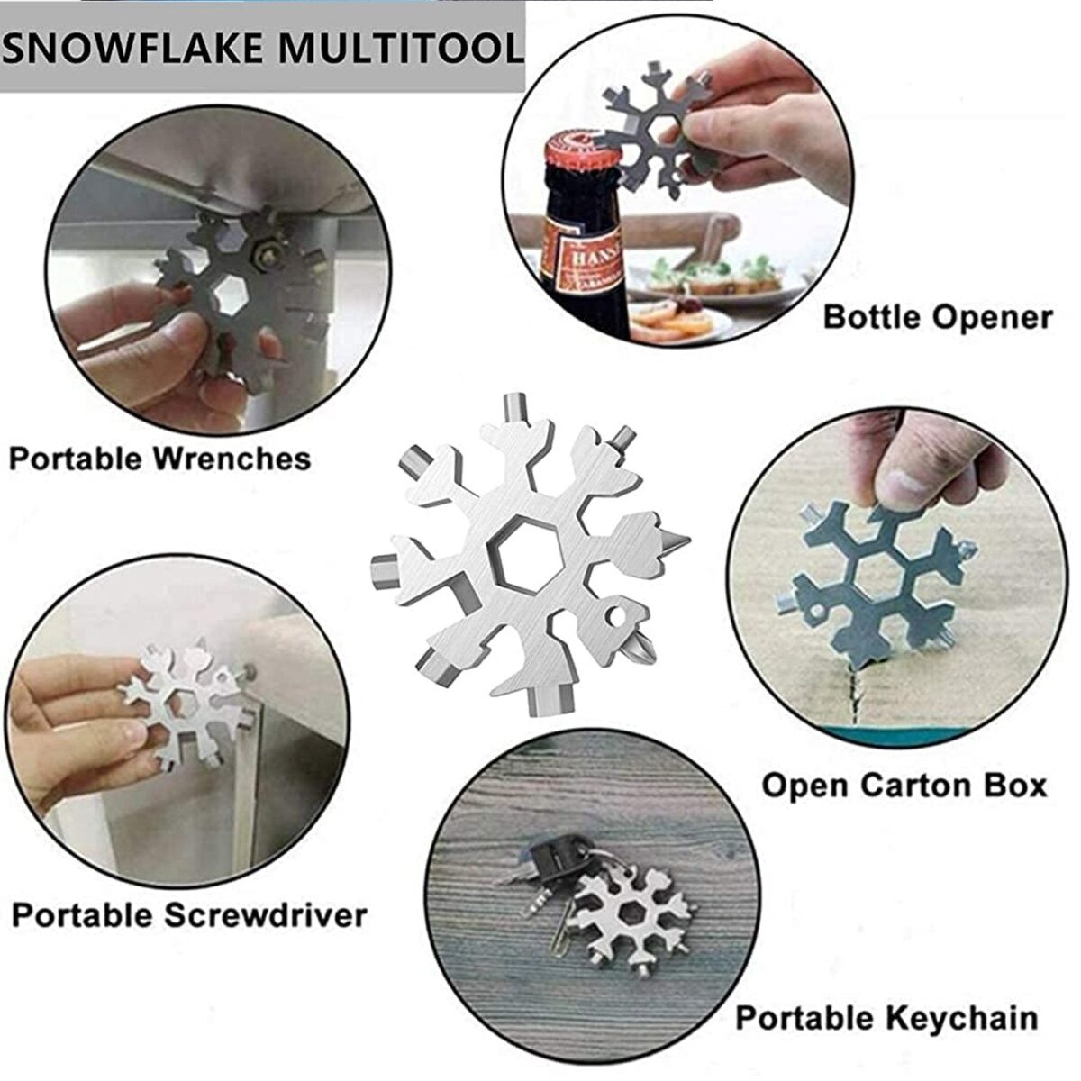 Durable & Portable 18 in 1 Snowflake Multi-Tool, Snowflake Bottle Opener Flat Phillips Screwdriver Kit Wrench - Image 1