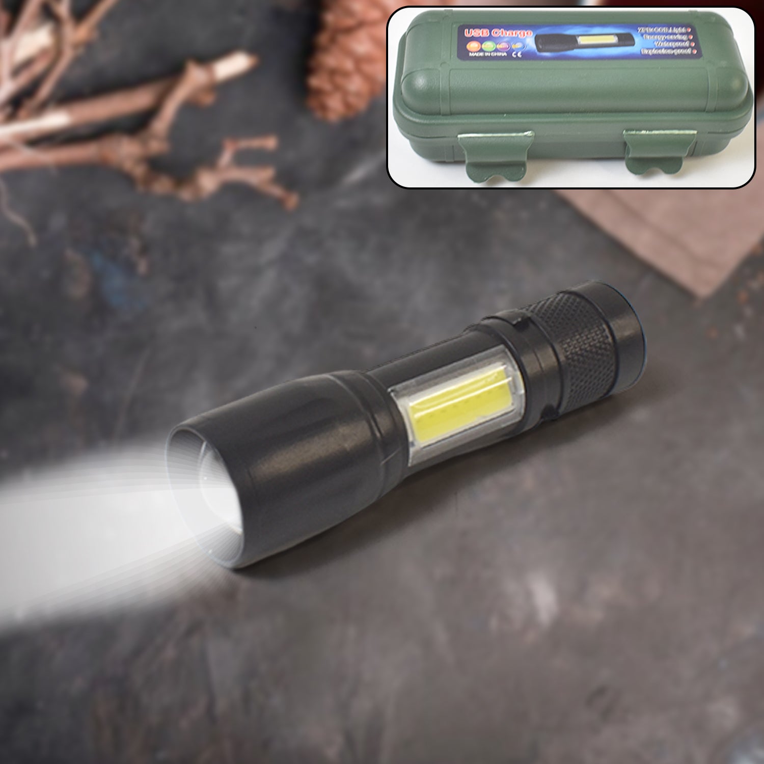 1_b80adb77-87d3-4271-acb0-b055a73e9ec3.jpg LED USB Rechargeable Mini Flashlight – Ultra-Bright Zoom & COB Side Lantern, Tactical Emergency Light - Image 1