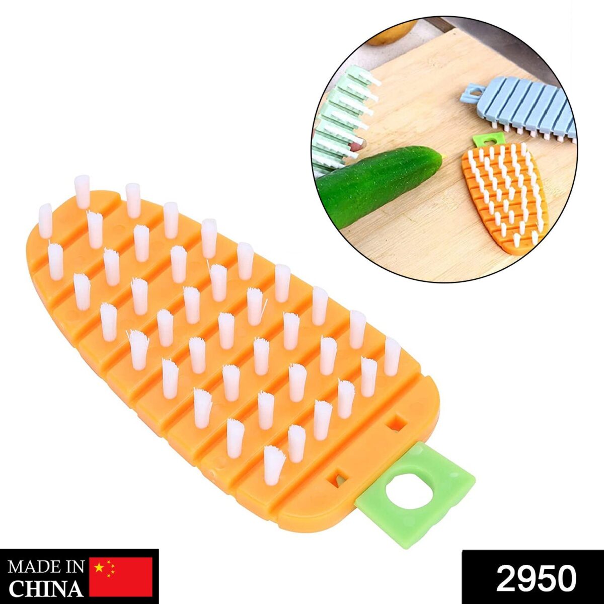 Carrot-Shaped Non-Toxic Vegetable Scrubbing Brush for Fruits & Veggies - Image 2