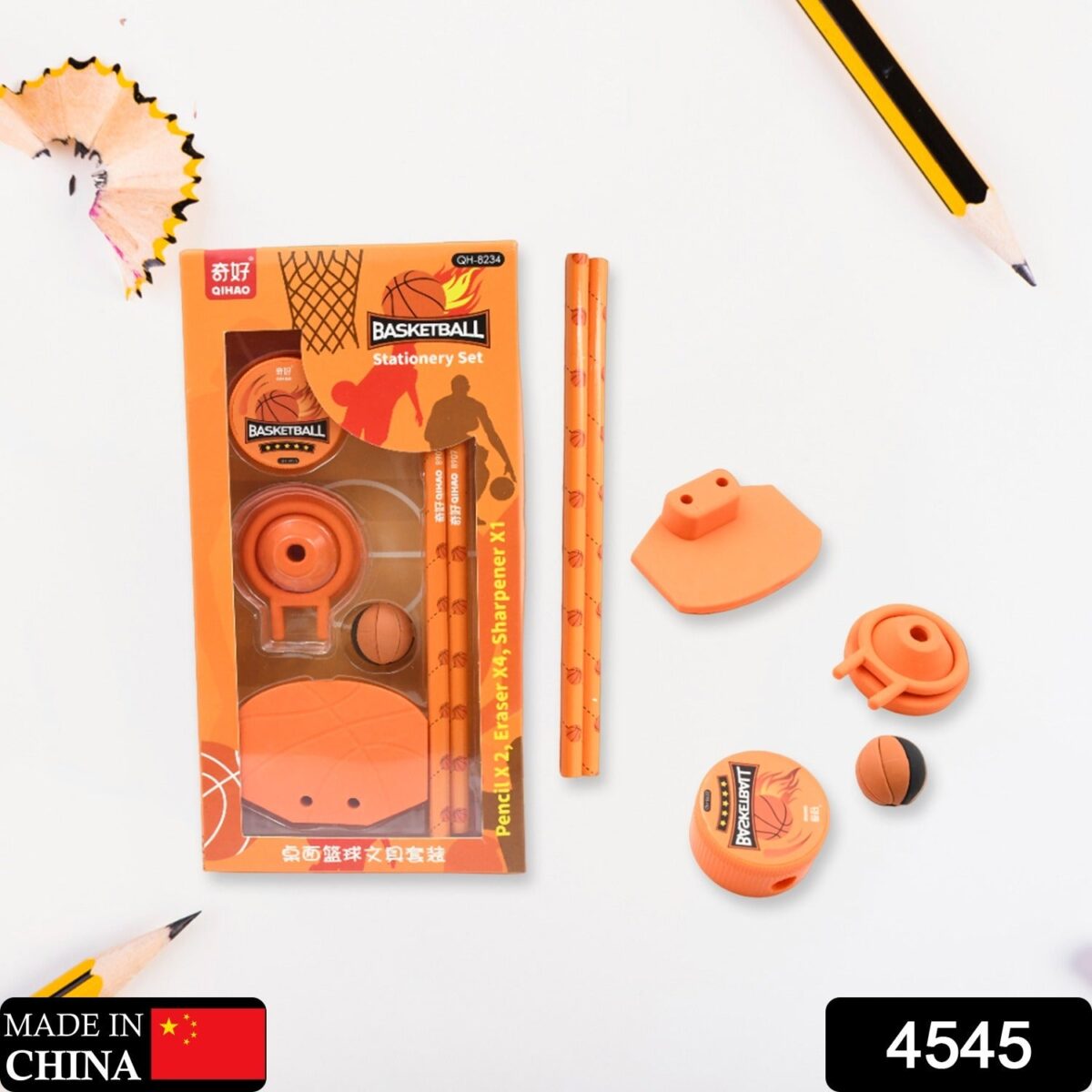 Football & Basketball Stationery Kit Ã¢â‚¬â€œ Pencil, Sharpener & Eraser for Kids (Birthday Gift) - Image 2
