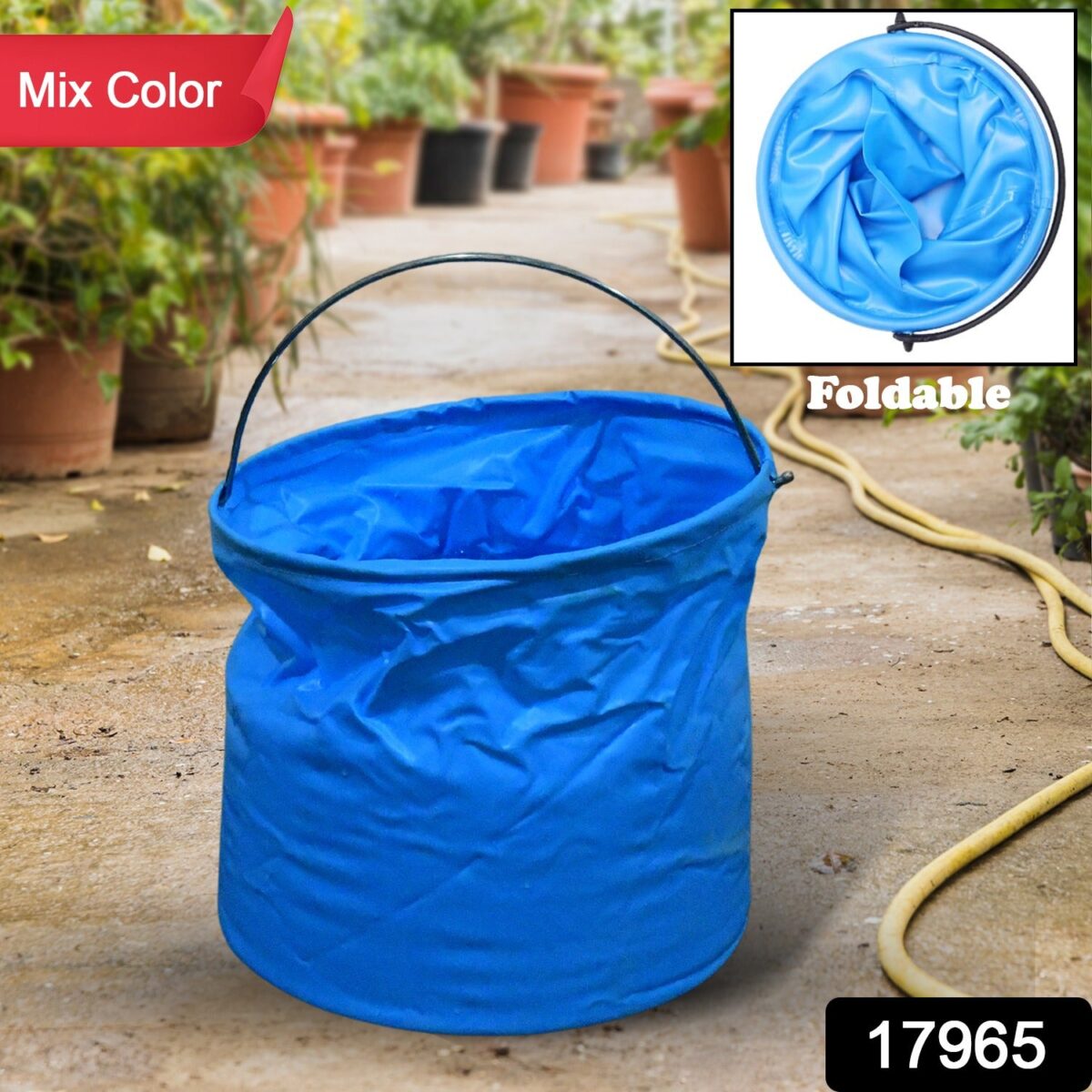 Folding Bucket, Portable, Round Bucket, Simple Bucket, With Handle, Multi-functional, For Outdoor Use, Fishing, Car Washing, Cleaning, Disaster Prevention, Portable, Lightweight, Durable (1 pc / Mix Color) - Image 2