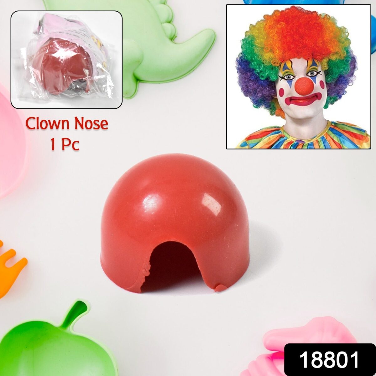 Small Plastic Joker Clown Nose toy (1 Pc / Mix Color & Design) - Image 2