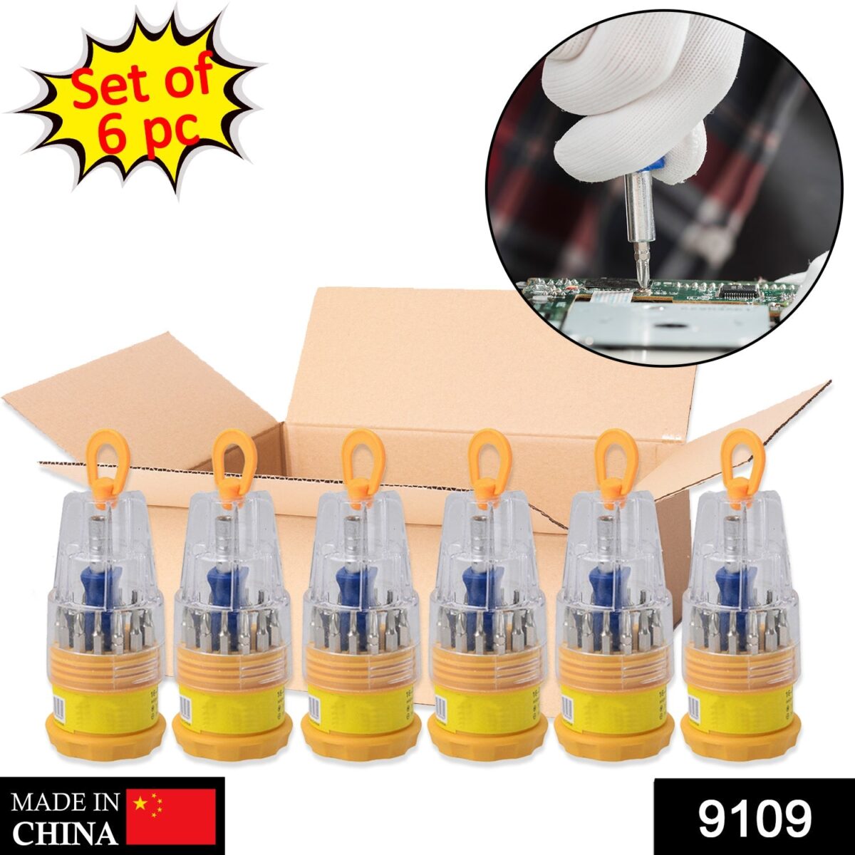 (Set of 6pc) Screwdriver Set, Steel 16 in 1 with 15 Screwdriver Bits, Professional Magnetic Driver Set - Image 2