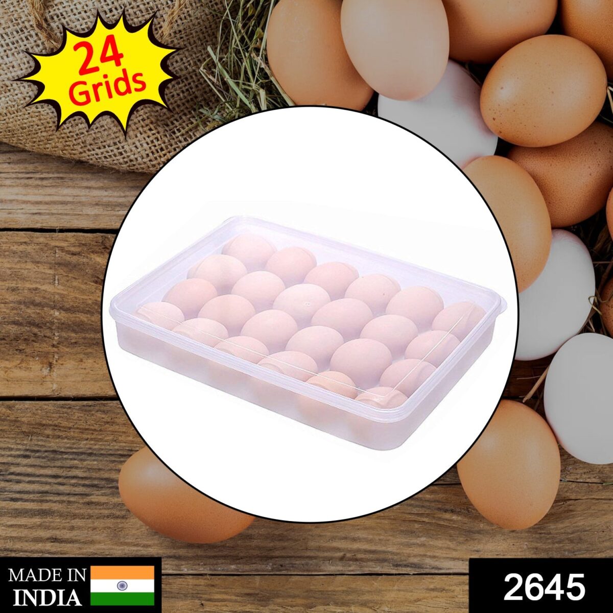 24 Grids Plastic Egg Box Container Holder Tray for Fridge with Lid for 2 Dozen Egg Tray - Image 2