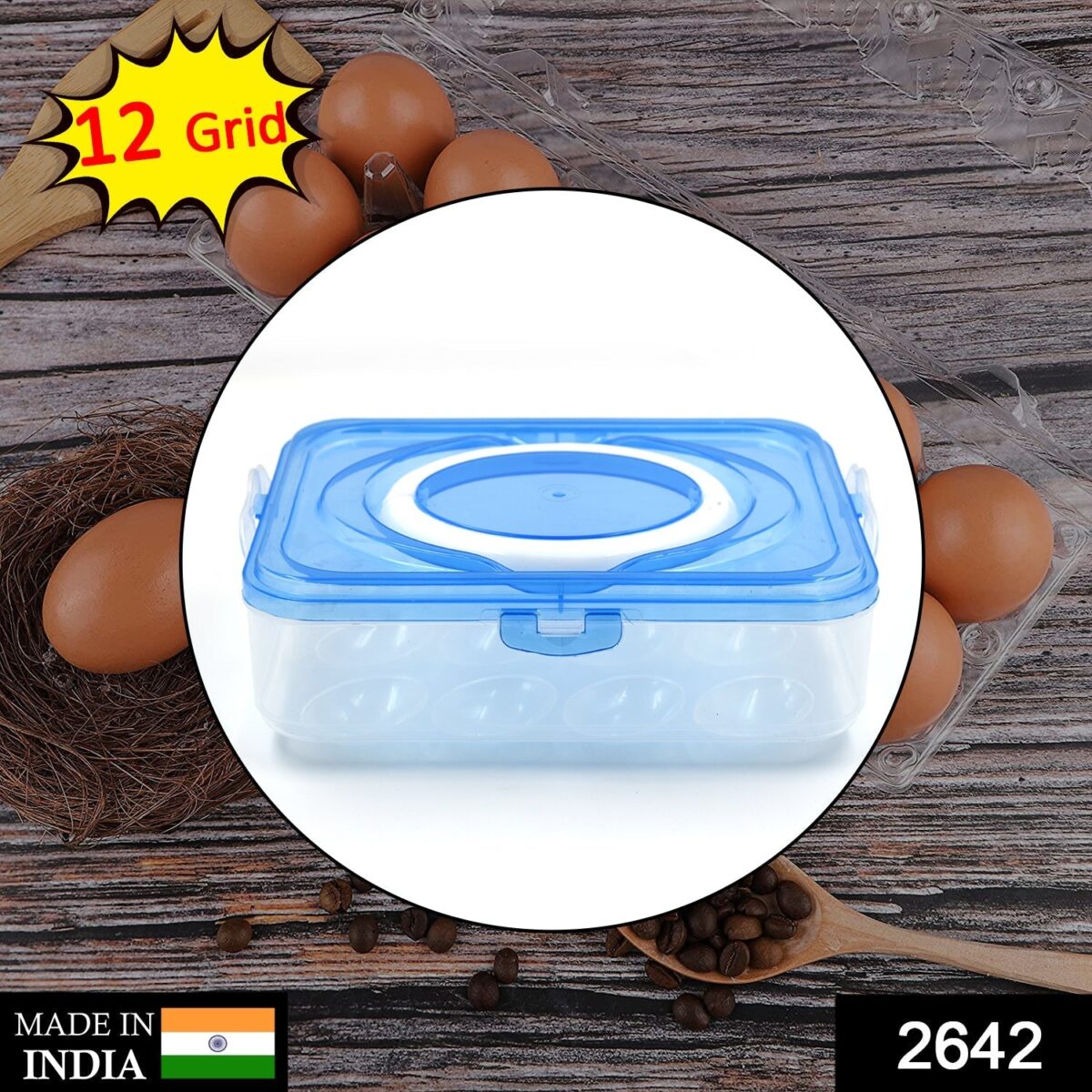 Plastic Kitchen Refrigerator Egg Storage 12 Grid 1 Layer Egg Container - Image 2