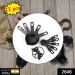 Plastic Measuring Cups and Spoons (11 Pcs, Black) With butterfly shape Holder - Image 2
