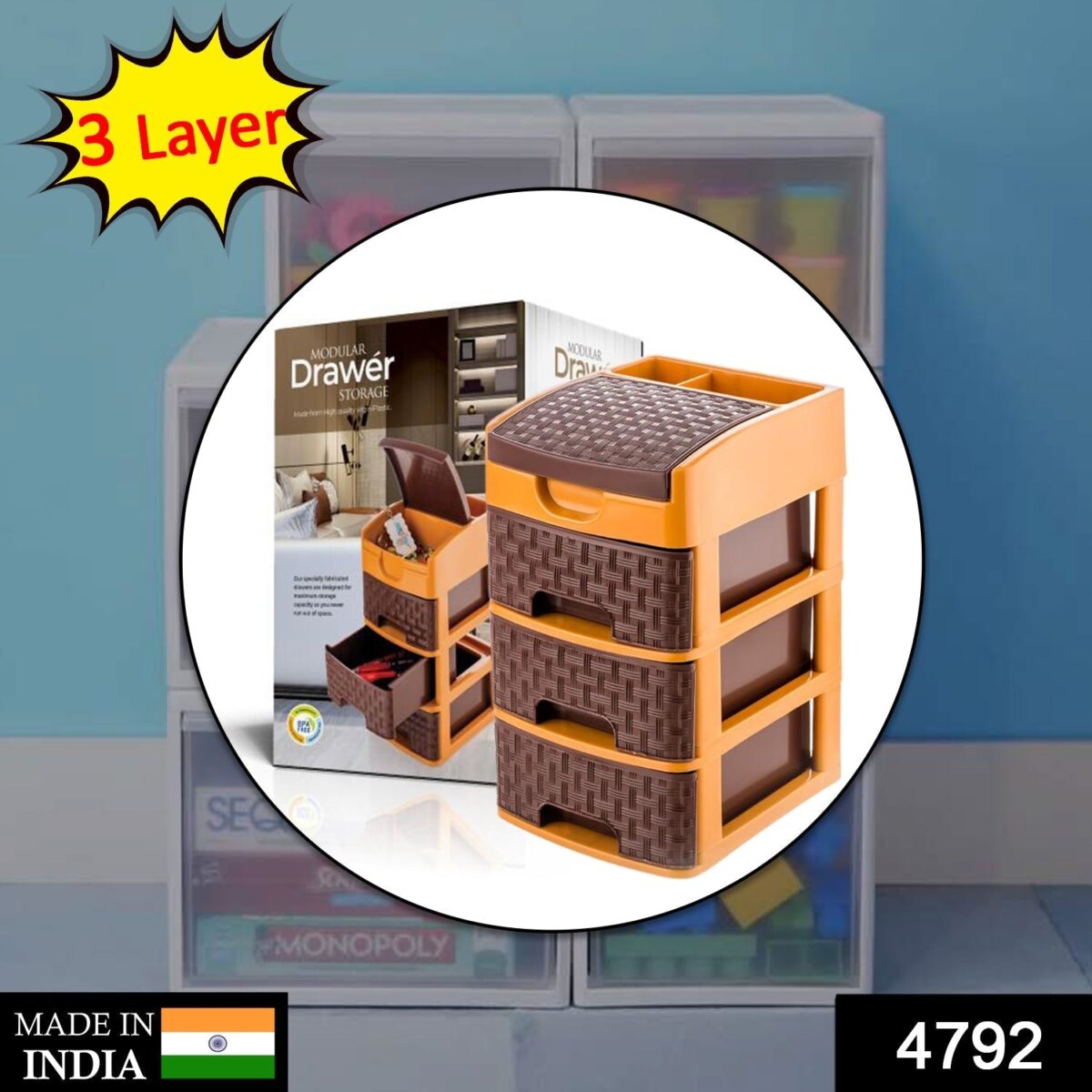Mini 3 Layer D Storage used in all kinds of household and official places for storing of various types of stuffs and items etc. - Image 2