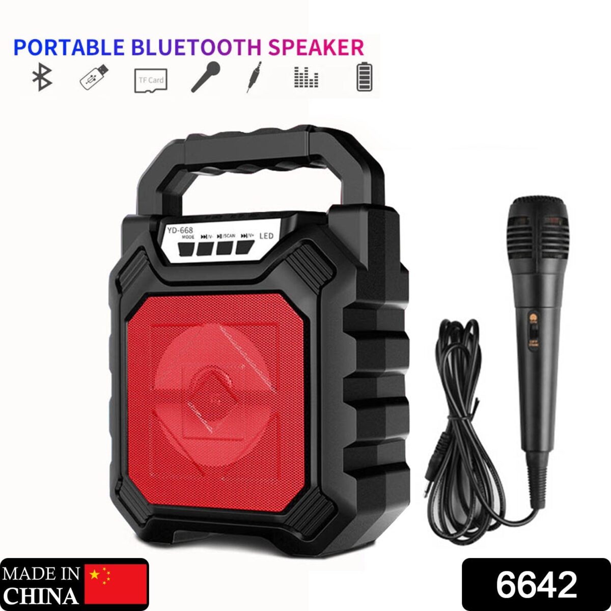 Wireless Bluetooth Portable Boom Box Subwoofer Support Mic Input Outdoor Speaker 5 W Bluetooth Speaker - Image 3