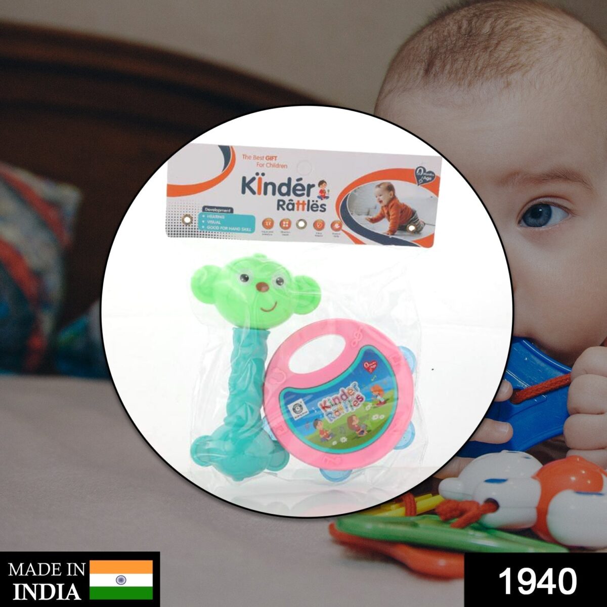 AT40 2Pc Rattles Baby Toy and game for kids and babies for playing and enjoying purposes. - Image 2