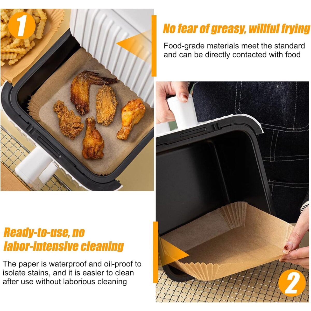 Square Air Fryer Disposable Paper Liner  (50 Pcs Set / 160mmx45mm) - Image 9