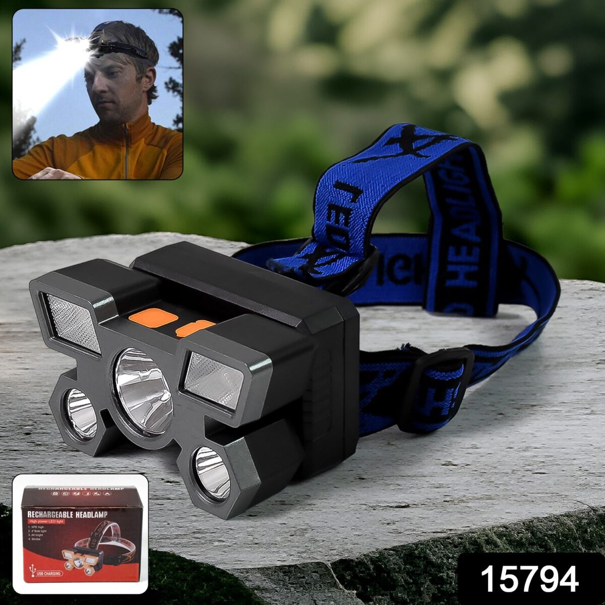 5 LED Headlamp USB Rechargeable Head Light (1 Pc) - Image 2