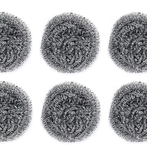 Round Shape Stainless Steel Scrubber (Pack of 6)