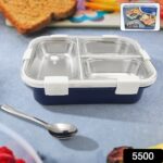 3 Compartment Transparent Stainless Steel Lunch Box for Kids, Tiffin Box, Lunch Box, Lunch Box for Kids, Insulated Lunch Box, Lunch Box for Office Women and Men, Stainless Steel Tiffin Box for Boys, Girls, School Office (Multi Color) - Image 2