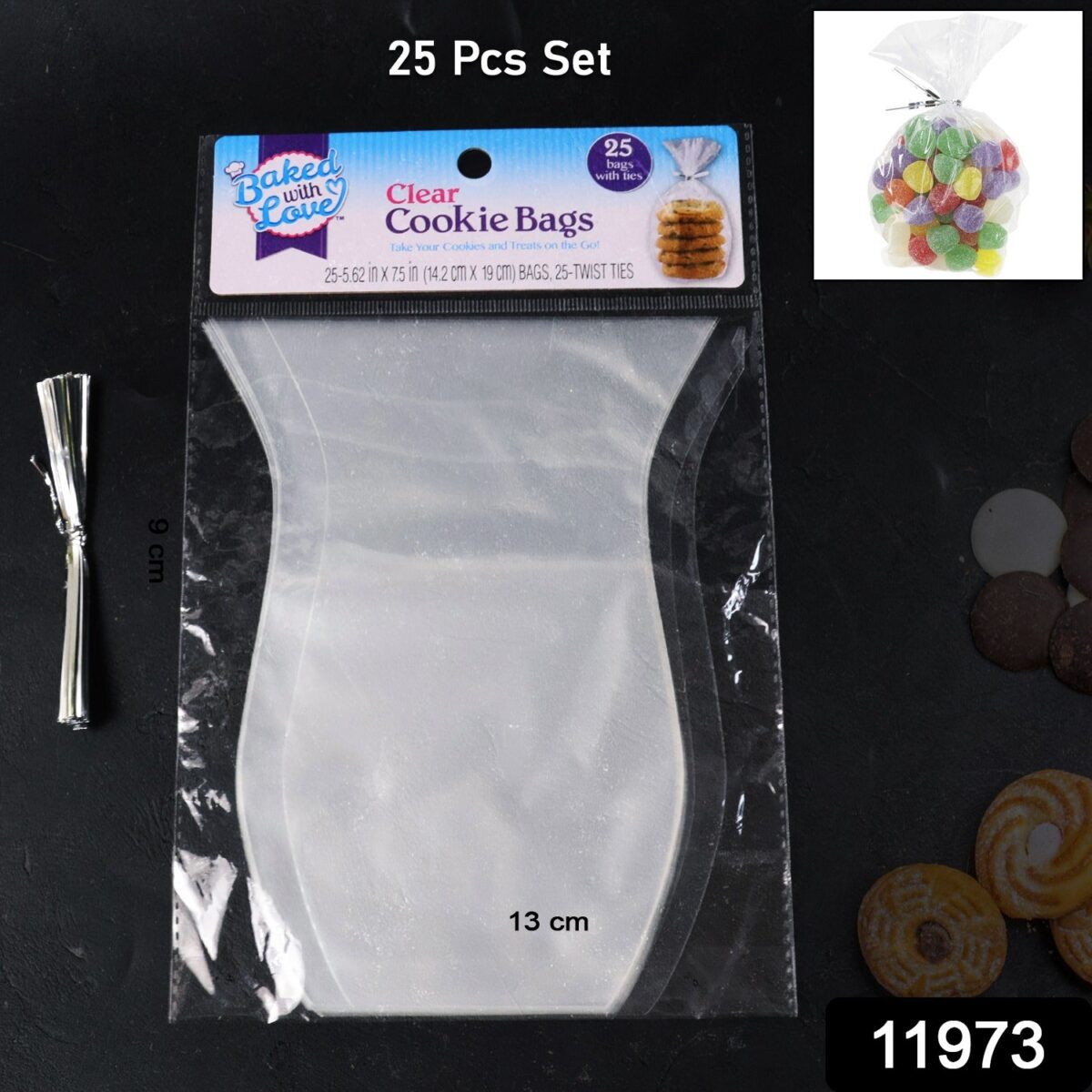 Clear Cookie Bags, Gift Bag Clear Flat Treat Bags (25 Pcs Set) - Image 2
