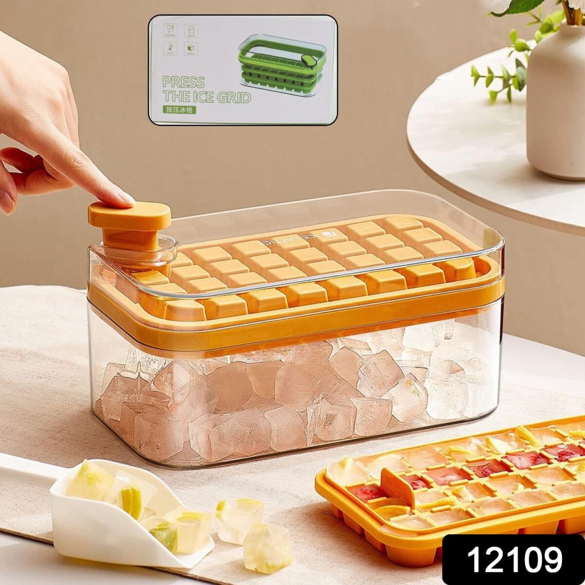 Ice Cube Tray with Lid 32 Grid, Storage Box Kitchen Bar Tool (1 Pc) - Image 2