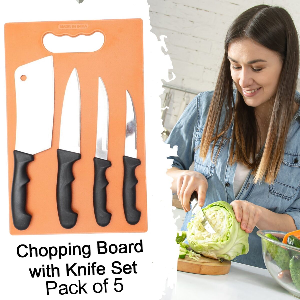 Chopping Board with Knife Set (Pack of 5) - Image 3