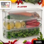 3 Fridge Storage Container, Fridge Organizer with Lid Stackable Fridge Storage Containers Plastic Freezer Storage Containers for Fish, Meat, Vegetables, Fruits, Pack of 3pcs, 1500ML Approx - Image 3