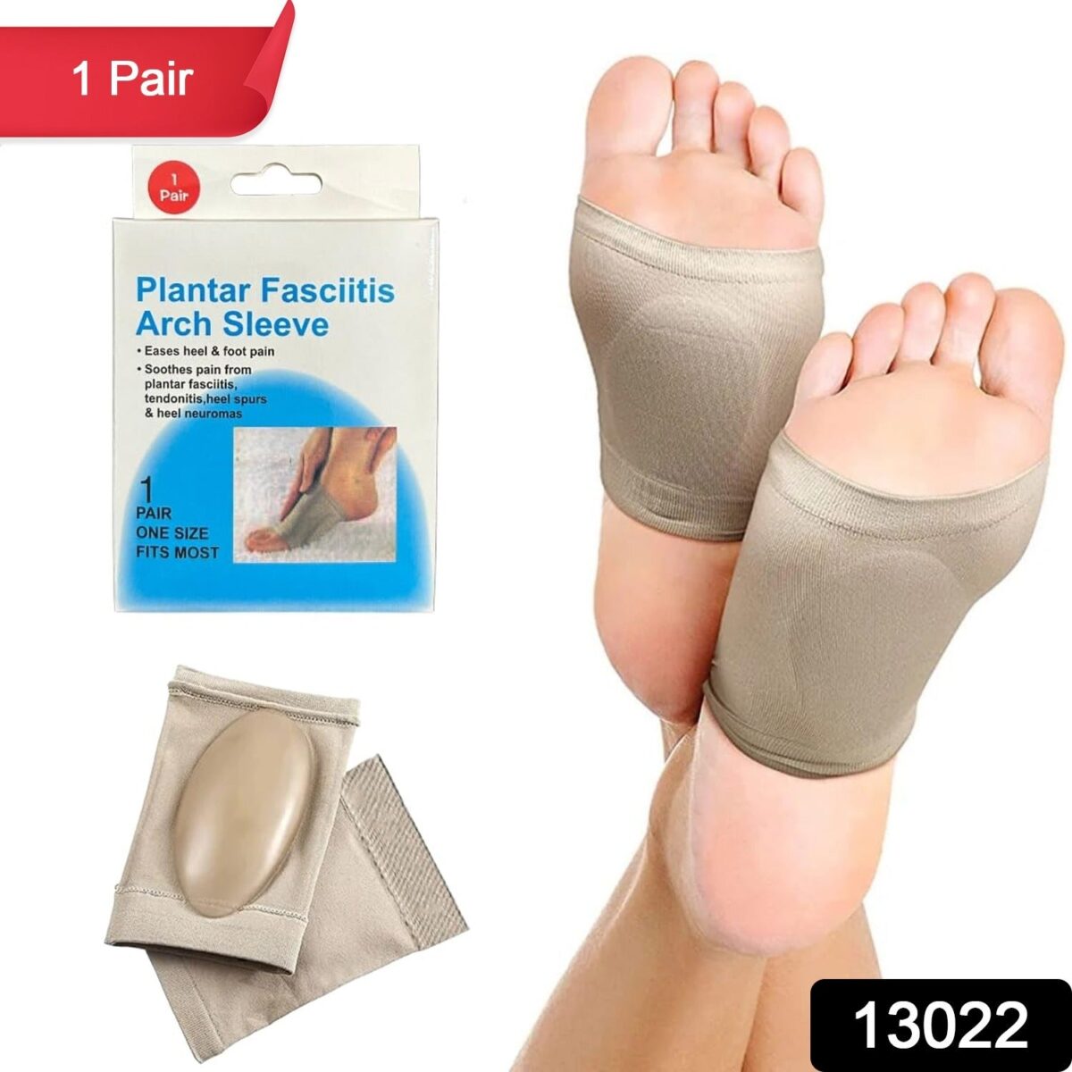 Foot Arch Support for Men & Women | Medial Arch Support for Flat Feet Correction Sleeve with Cushion | Plantar Fasciitis Leg Foot Pain Relief Product | Foot Care for Orthopedic Shoes Slippers, (1 Pair) - Image 2