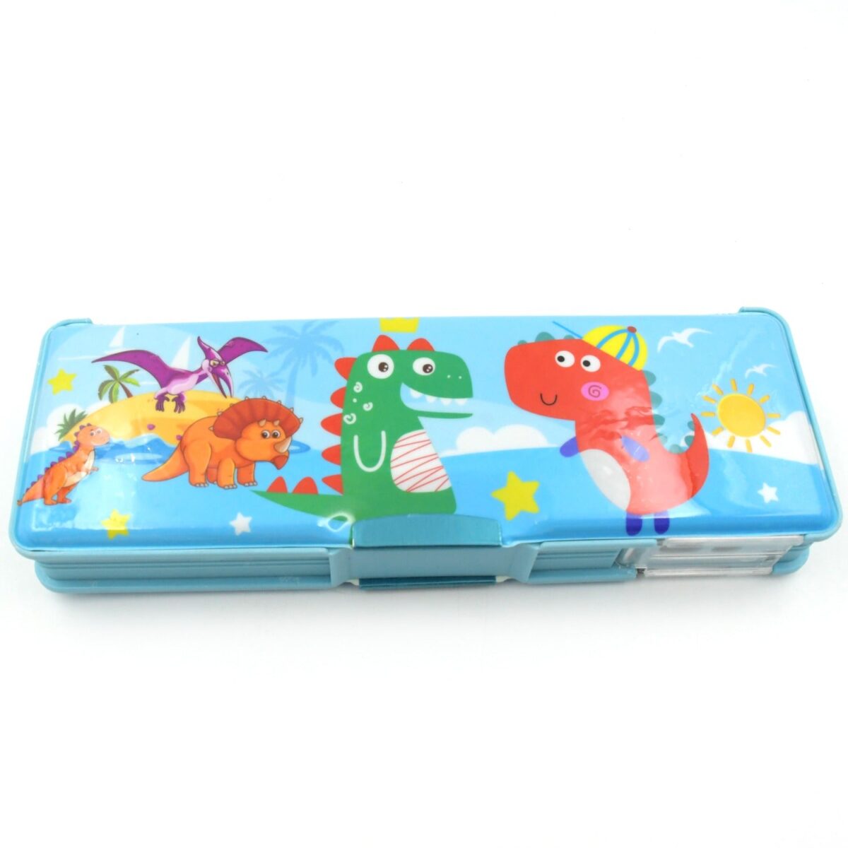 Plastic Multipurpose Compass Box â€“ Double Deck Pencil Case with 2 Compartments & Cartoon Organizer (1 Pc, Mix Design) - Image 6