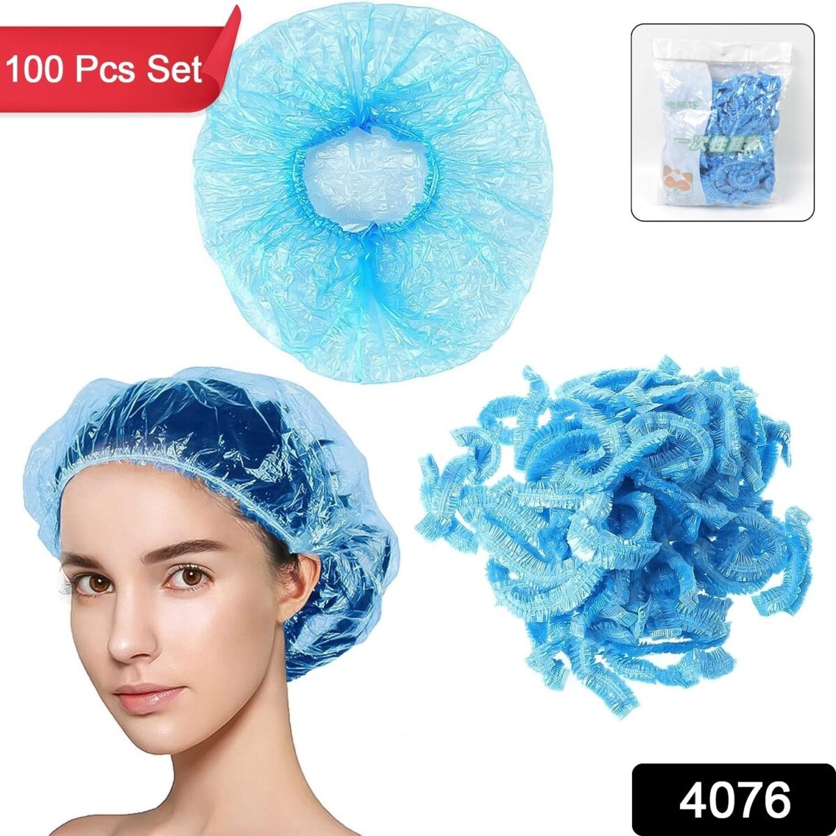 Shower Cap, Waterproof Disposable Shower Cap, 100 Pieces, Hair accessories - Image 2