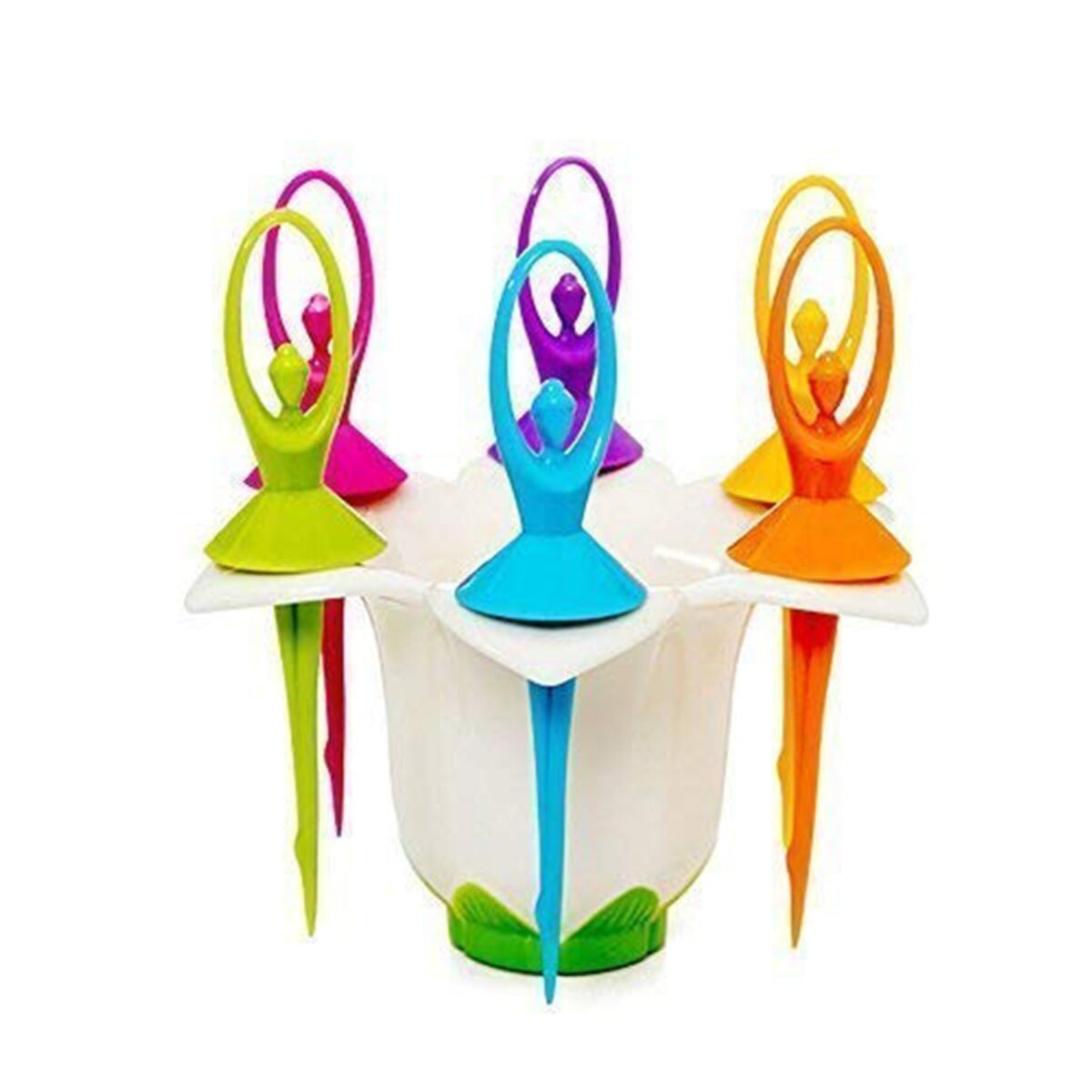 Dancing Doll Fruit Fork Cutlery Set with Stand Set of 6. - Image 4
