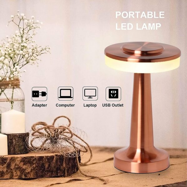 Touch LED Metal Desk Lamp â€“ USB Rechargeable, 3 Colors/Brightness Levels, Dimmable Eye Protection (1 Pc)
