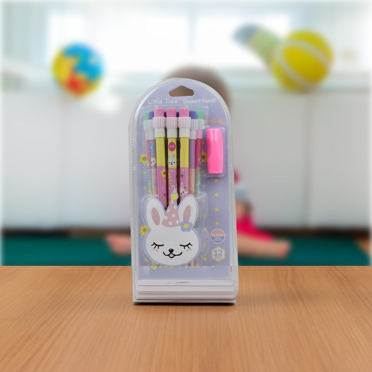 Cute Rabbit Bear Drawing Graphite Writing Pencil Set with Pencil Sharpener & Eraser, Pencil and Eraser Set with Eraser for Kids, for Girls, Fancy School Stationary, Birthday Party Return Gift (14 Pc Set) - Image 7