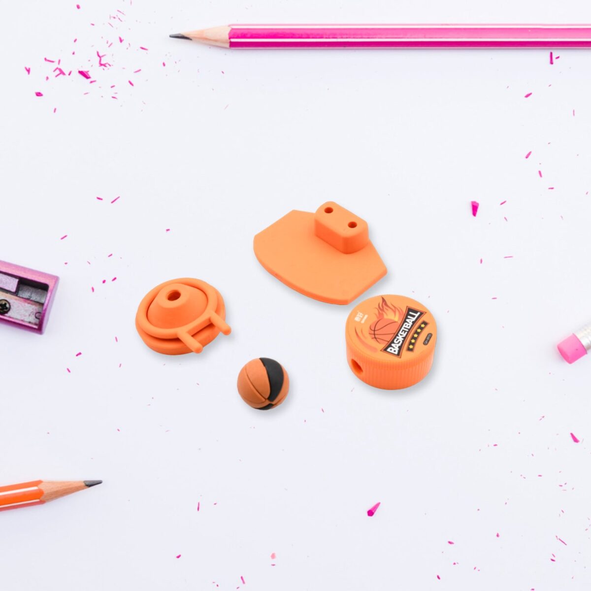 Football & Basketball Stationery Kit Ã¢â‚¬â€œ Pencil, Sharpener & Eraser for Kids (Birthday Gift) - Image 1