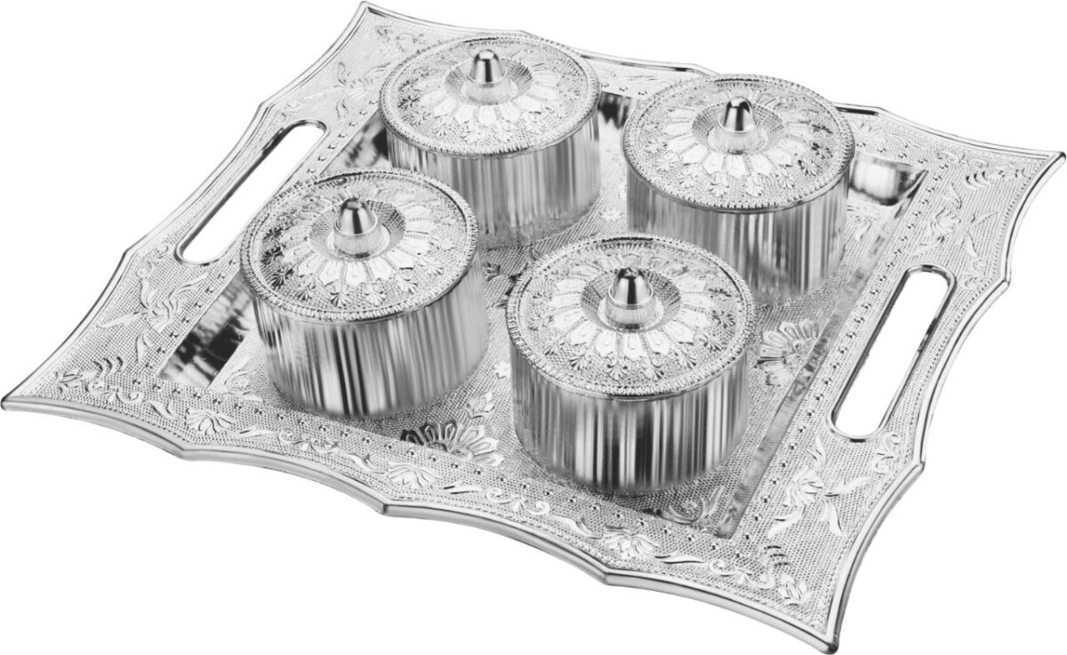 Dry Fruit Air Tight Bowls Tray with Lids 4 Section Snacks Mukhvas Dani - Image 1