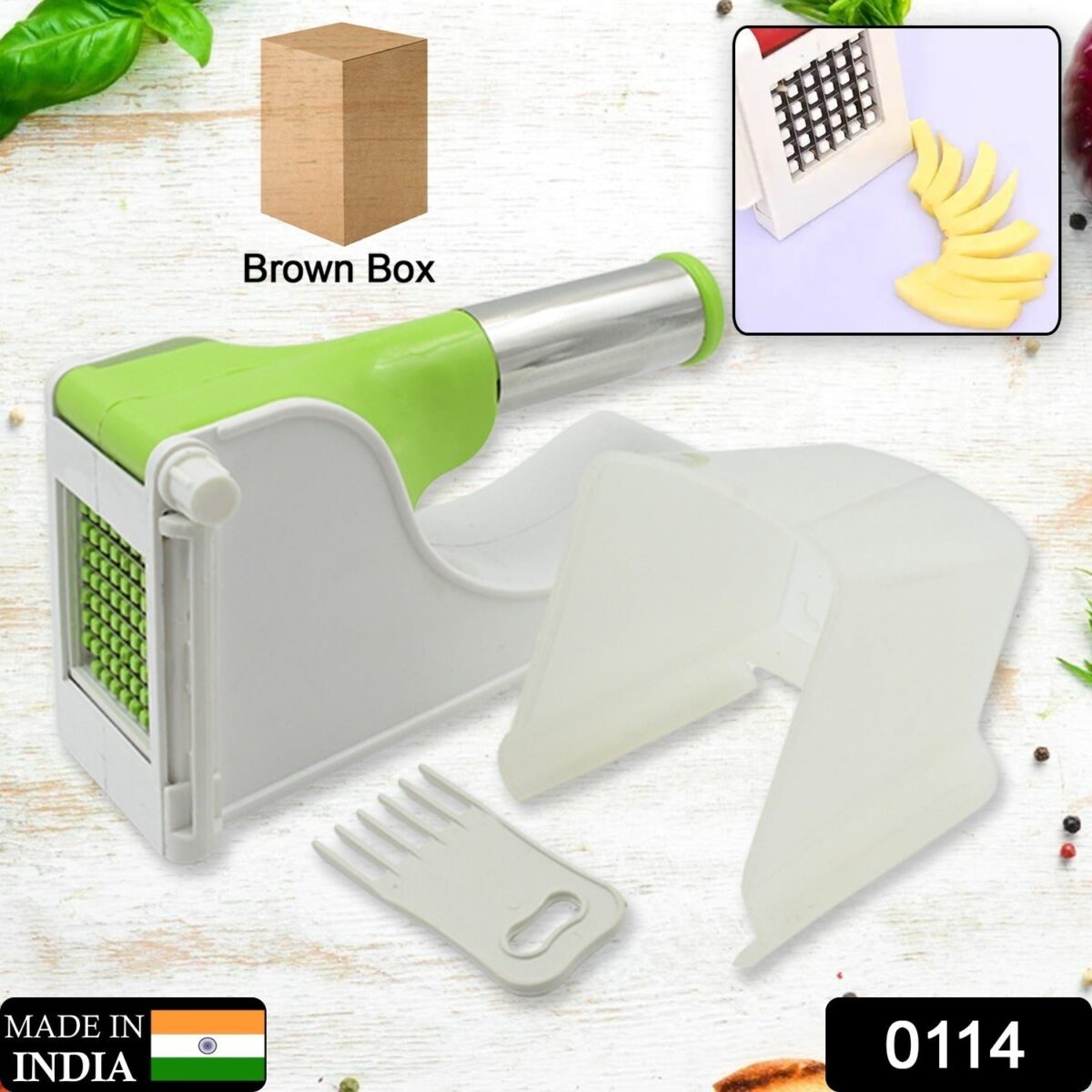Virgin Plastic French Fry Chipser, Potato Chipser / Potato Slicer with Container - Image 2