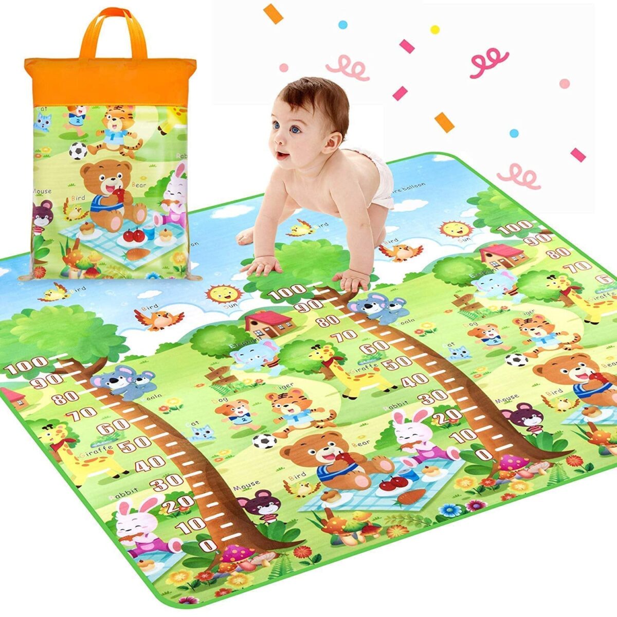 Waterproof Double Side Baby Play Floor Mat for Kids Home With Bag (Size 120 x 180cm) - Image 1