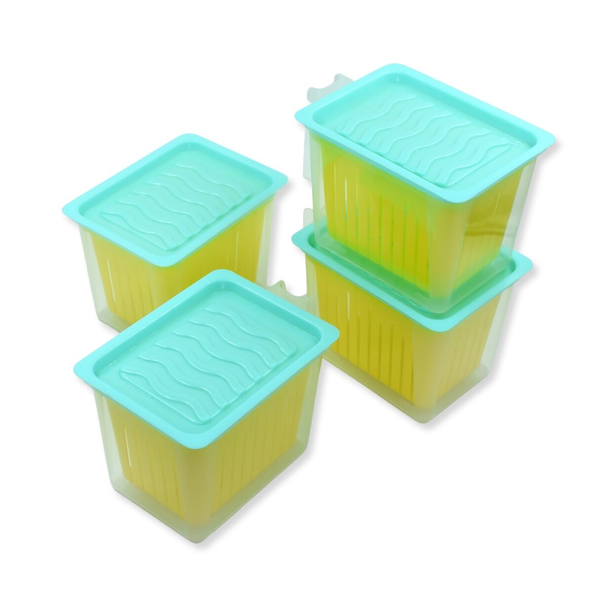 Fridge Storage Containers with Handle Plastic Storage Container for Kitchen(4 Pcs Set) - Image 1