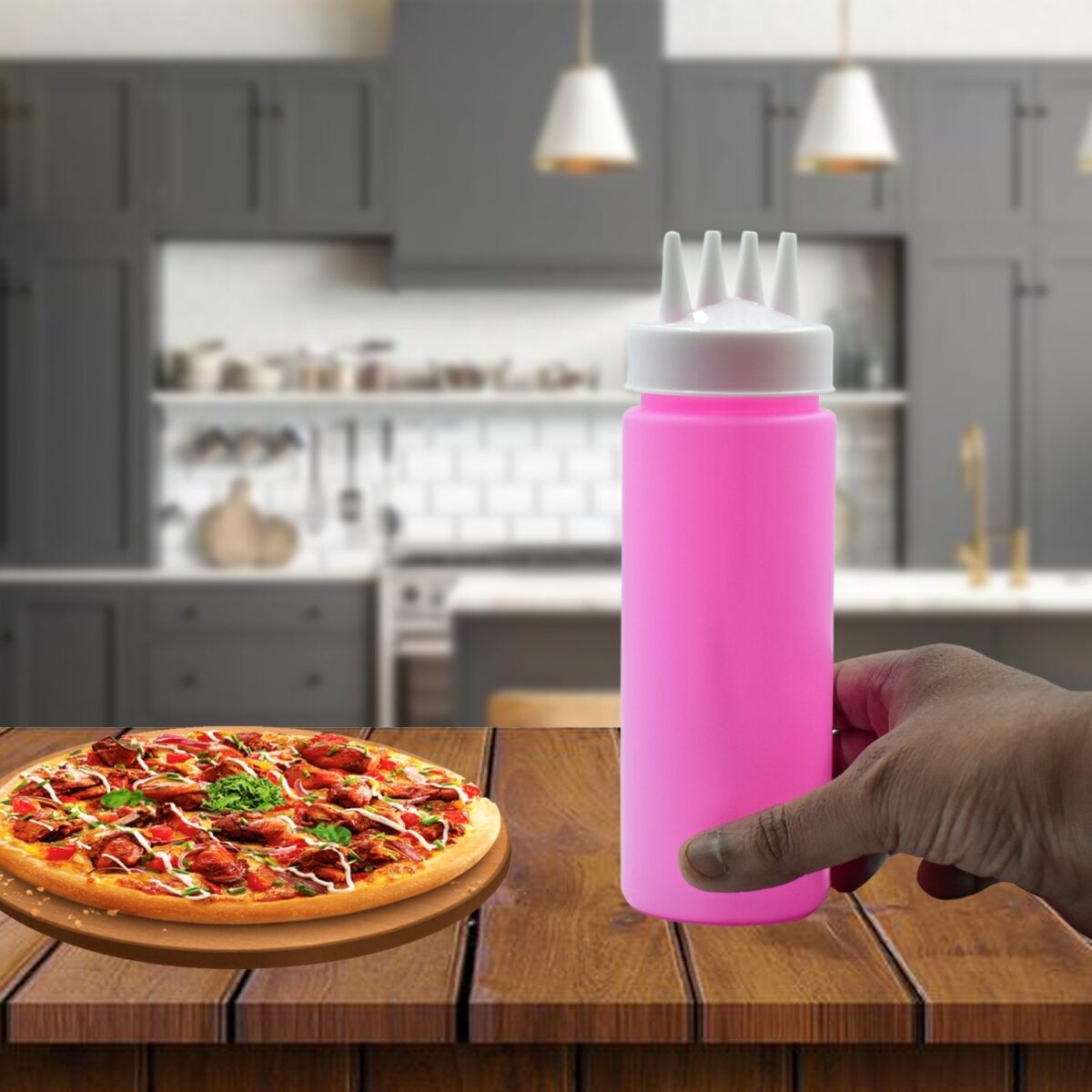 Plastic Bottles with 3 Nozzel for Sauce, Mayonnaise, Chocolate Syrup (Pack of 2Pc) - Image 3