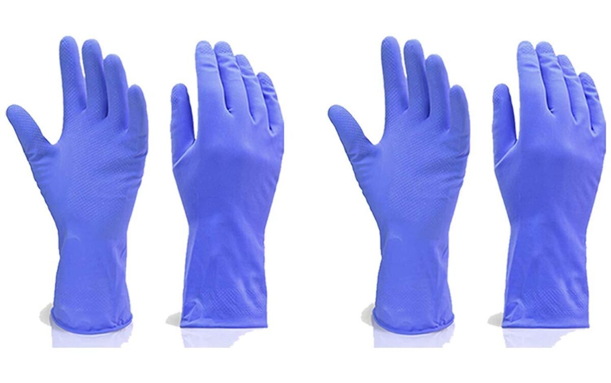 Flock line Reusable Rubber Hand Gloves (Blue) - 1pc - Image 4