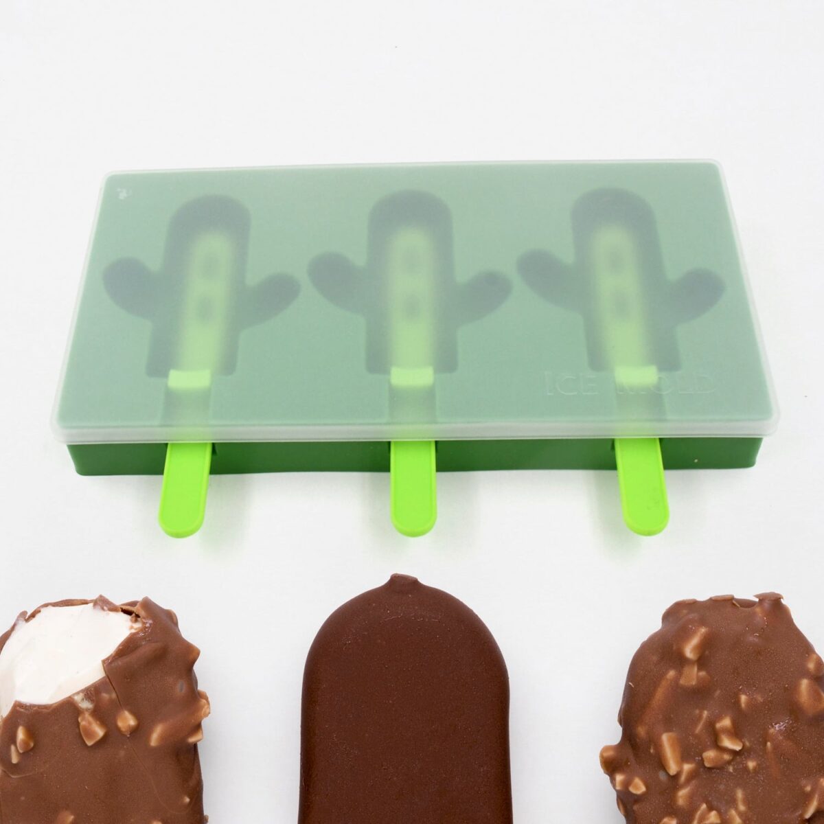 Ice Cream Mould sicle Mold, Cactus Shape Ice  Molds Homemade sicle for DIY Ice sicle, 3-Cavity Summer Food Kitchen Tools (1 Pc) - Image 1