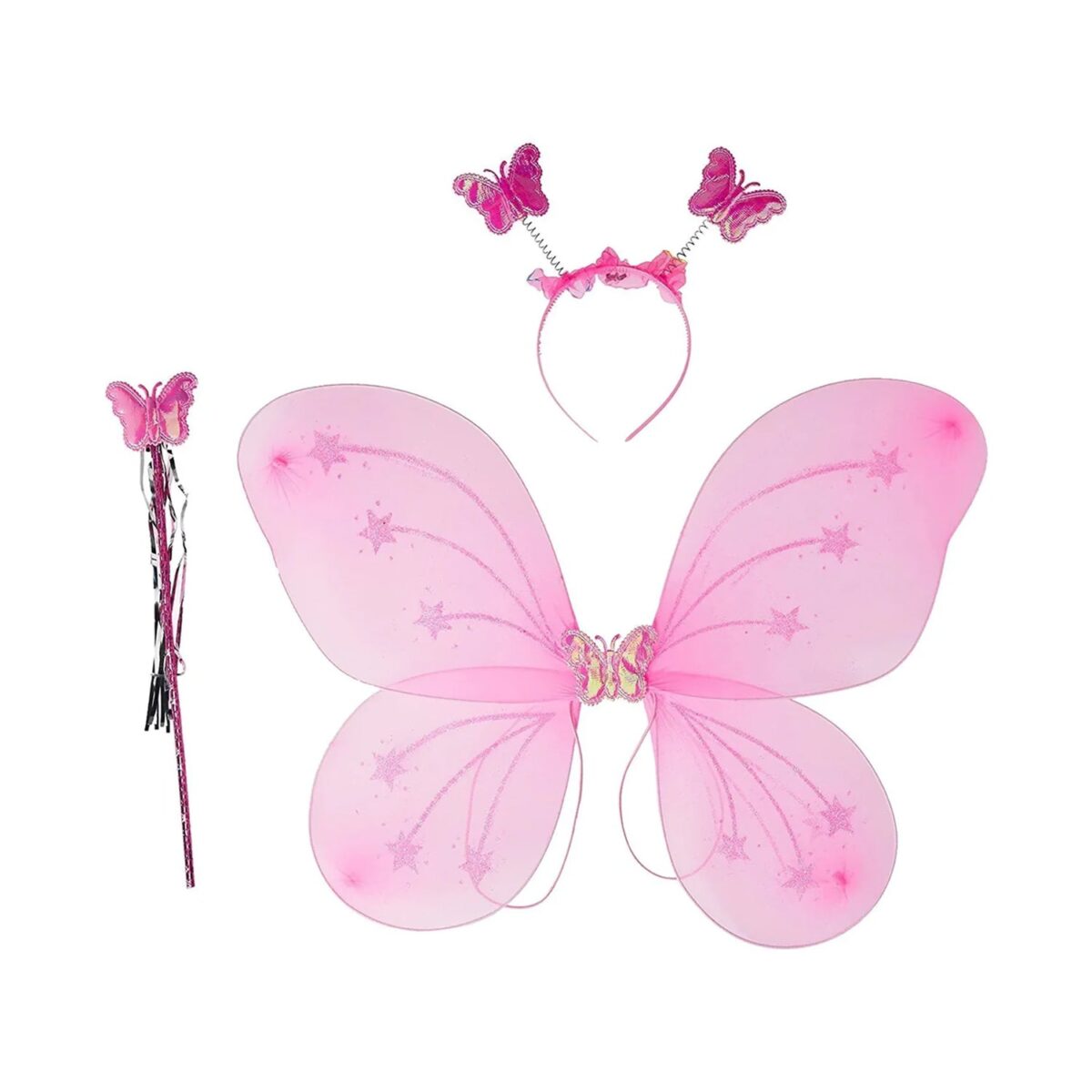 Baby Girl's Fairy Nylon Butterfly Wings Costume Butterfly Fairy Angel Wing| Wand And Hairband Multi- Color For Party (1pc) - Image 1