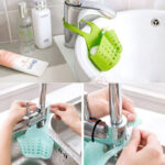 Adjustable Kitchen Bathroom Water Drainage Plastic Basket / Bag with Faucet Sink Caddy - Image 3