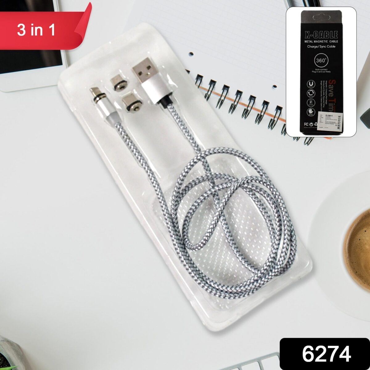 3 in 1 Magnetic Multi Charging Cable (1 Pc) - Image 2