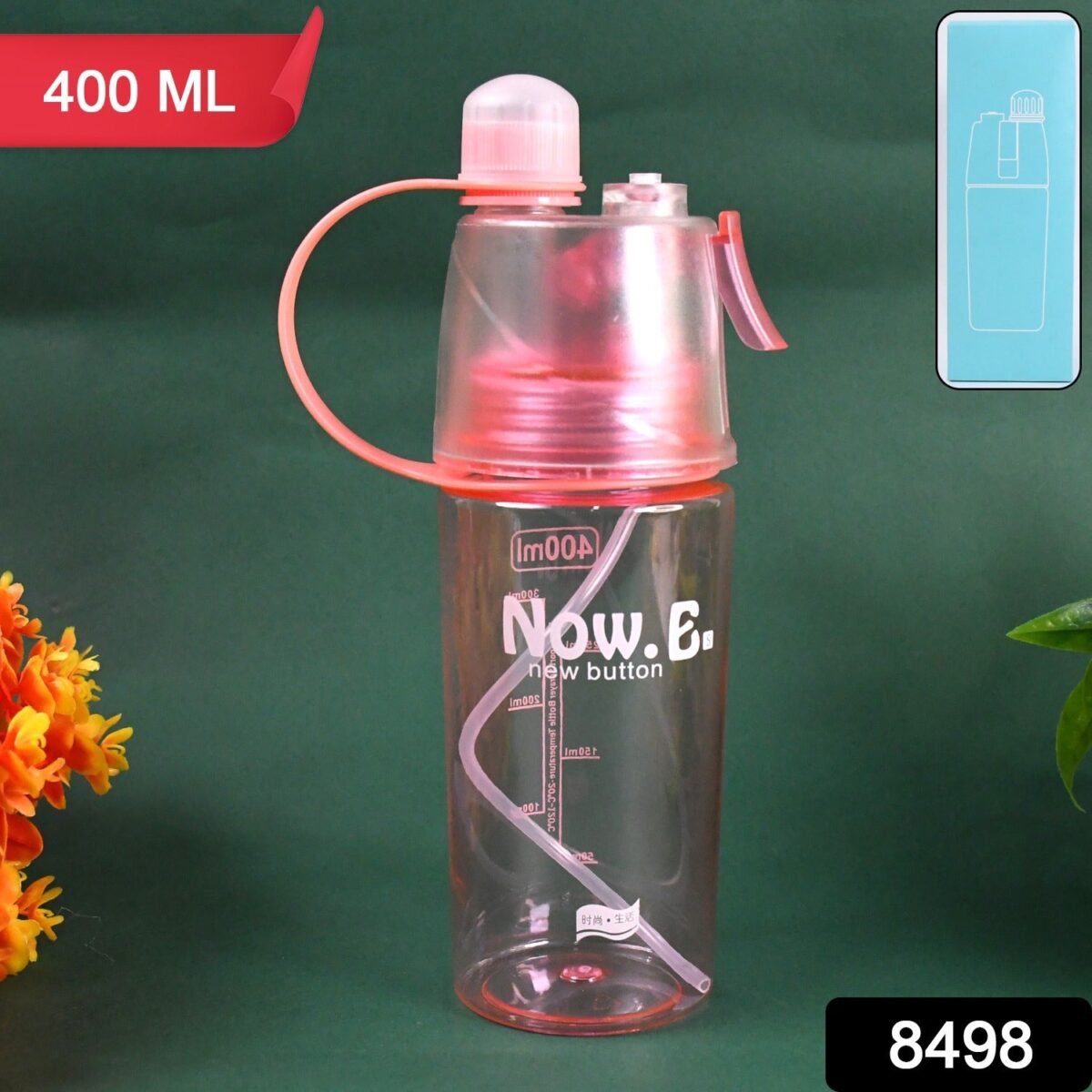 Plastic 2 In 1 Mist Spray Water Bottle (Multicolor / 400 ML / 1 Pc) - Image 2