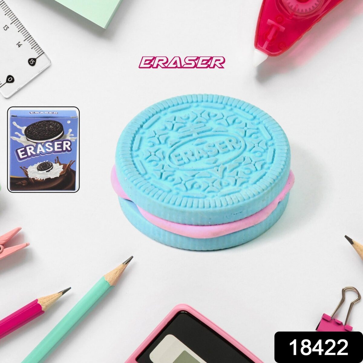 Biscuit Shape Eraser Unique Designs & Patterns (1 Pc) - Image 2