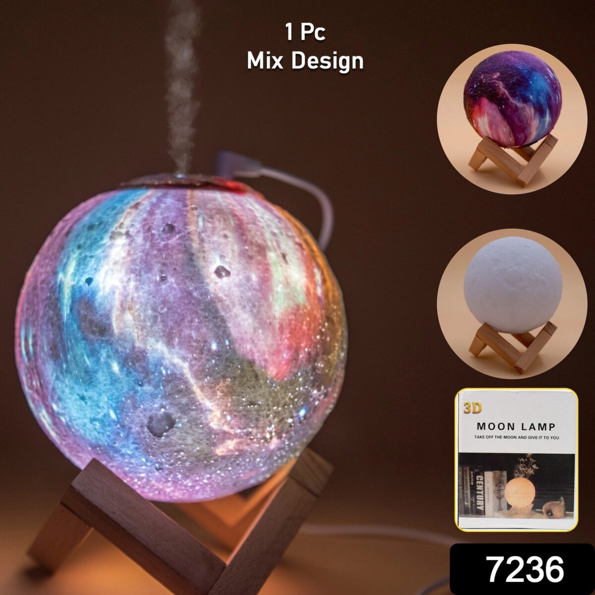 3D 2 in 1 LED Printed Moon Lamp & Aroma Diffuser (1 Pc) - Image 2