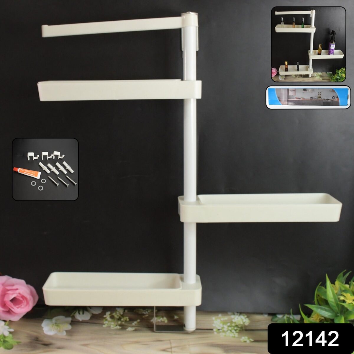 Kitchen Organization Rotating Shelf Storage Racks Multipurpose Adjustable (1 Set) - Image 2