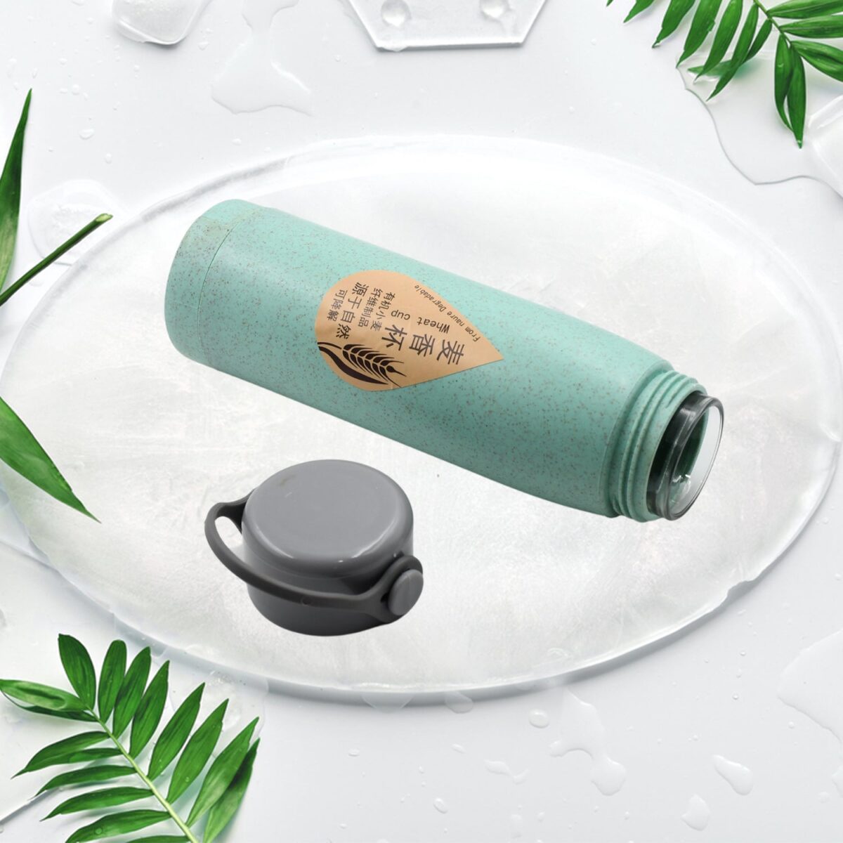 Creative Wheat Glass Water Bottle with Phone Holder (380ml, 80 Pc MOQ) - Image 7