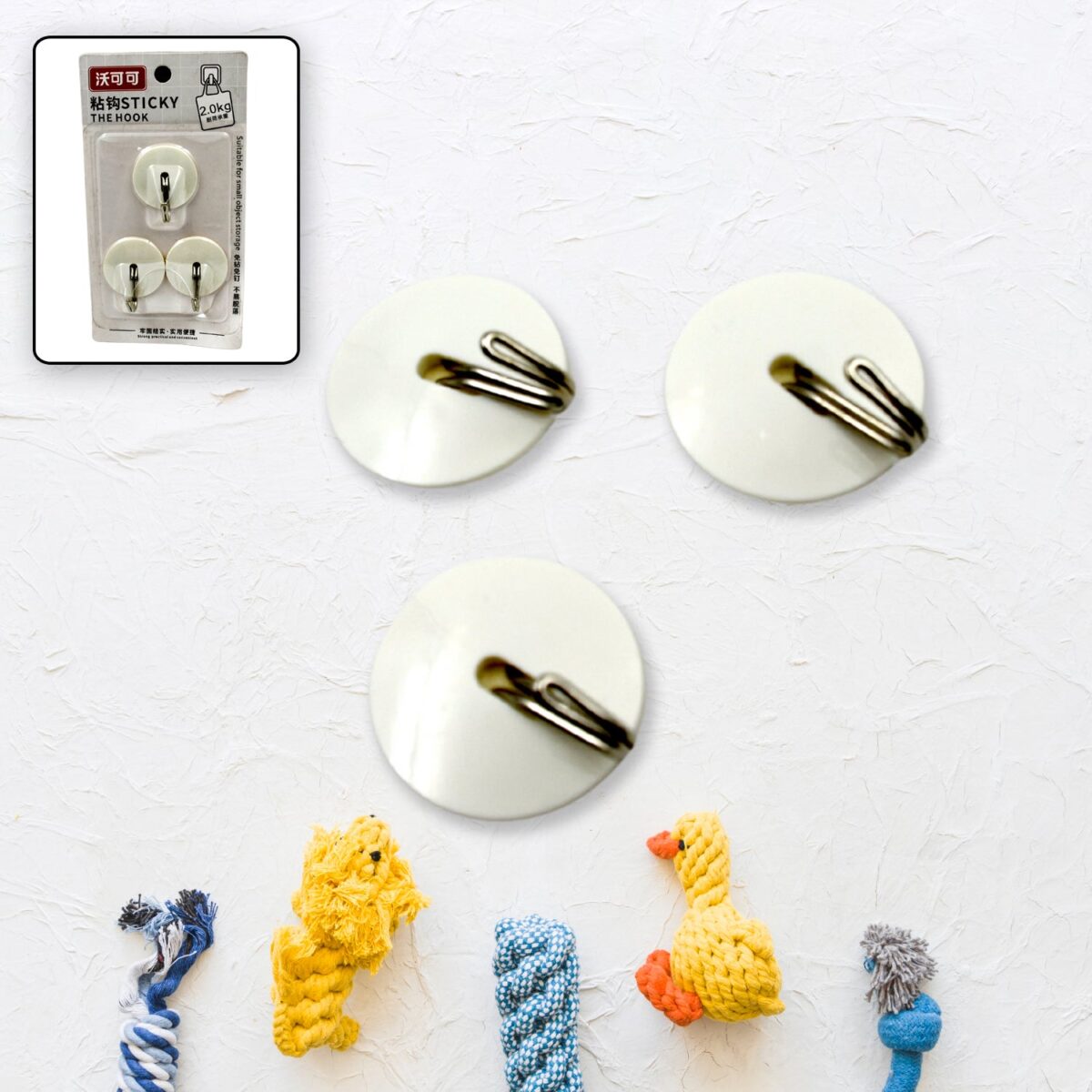 Strong Self-Adhesive Hooks (2 Pc): Heavy Duty, Waterproof, All-Purpose - Image 1