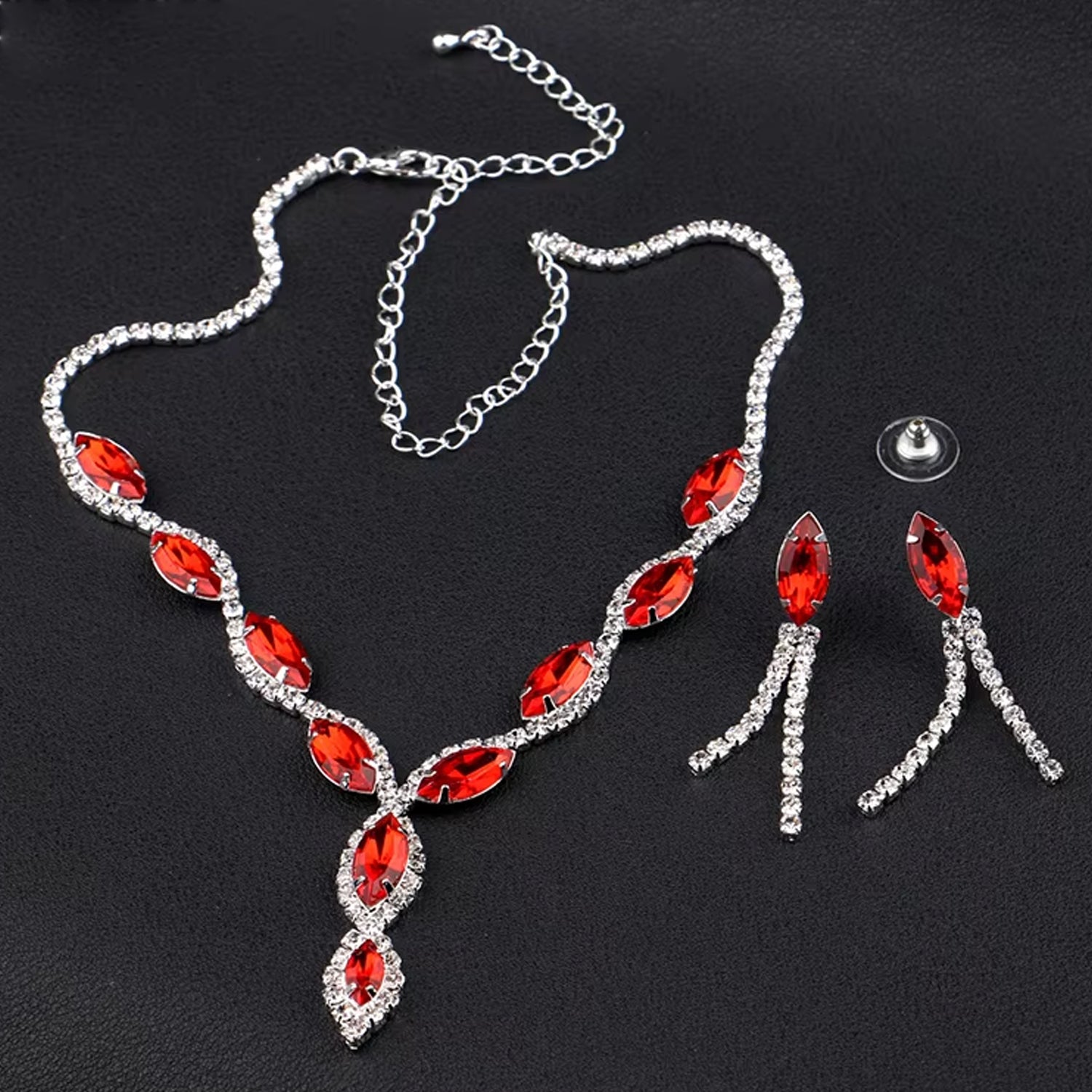 3_3870f380-5fb3-4856-918b-cd2f90558173.jpg Necklace and Earrings Set Wedding Jewelry Set (1 Set / Mix Color) - Image 6